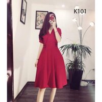 ĐẦM ĐỎ EO CÓ DÂY BUỘC K101 - Fleur Boutique (Hàng may thiết kế ,ảnh thật shop tự chụp)