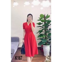 ĐẦM ĐỎ EO ĐÍNH NGỌC K167 - Fleur Boutique (Hàng may thiết kế ,ảnh thật shop tự chụp)