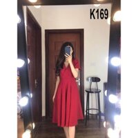ĐẦM ĐỎ XẾP LY K169 -  Fleur Boutique (Hàng may thiết kế ,ảnh thật shop tự chụp)