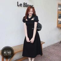 ĐẦM DỰ TIỆC BIG SIZE XOẮN NGỰC SANG CHẢNH MÀU ĐEN TRẮNG XANH MINTNÂU - Trắng - L
