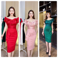 Đầm Dự Tiệc Body Trễ Vai , Váy Thiết Kế Body trễ vai