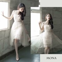 Đầm dự tiệc cao cấp - Đầm ren trắng ôm body cúp ngực đuôi tôm thiết kế đi tiệc sang trọng