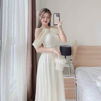 Đầm dự tiệc cổ yếm viền ngọc trễ vai 👗2Hand, ảnh thật cuối