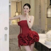 Đầm dự tiệc cúp ngực đính hoa chân váy bồng sang chảnh