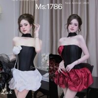 ĐẦM DỰ TIỆC CÚP NGỰC ĐÍNH HOA TÙNG BÍ 5 HOA SANG CHẢNH