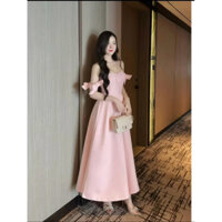 Đầm Dự Tiệc cúp ngực đính nơ tay chất liệu tapta cao cấp