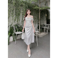 Đầm dự tiệc dạ hội lụa trễ vai tiểu thư maxi sang chảnh Luna