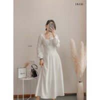 Đầm dự tiệc, đầm body dáng dài ôm eo cổ V chất vải cotton Mỹ nên có độ rút mồ hôi và co giãn nhẹ- Deni Dress