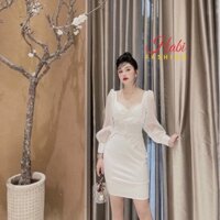 Đầm dự tiệc, đầm thiết kế cao cấp đầm body tay dài đính ngọc SALE SỐC (kèm video shop)