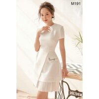 Đầm Dự Tiệc Dáng Xòe Trắng Tinh Khôi Thêu Chữ Xịn Xò