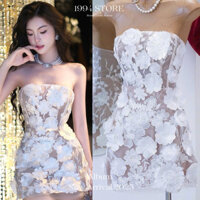 Đầm dự tiệc sang trọng,đầm ren cup ngực đính hoa nổi 3D xinh nữ tính - 1994 STORE