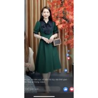 Đầm dự tiệc TATISSHOP Cổ Nơ Phối Ren Chân Váy Xếp Ly Nhẹ Chất Tuyết Mưa, Váy Công Sở Thiết Kế - LC14