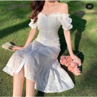 ĐẦM DỰ TIỆC TRỄ VAI HOA MIU DRESS