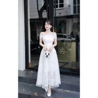 Đầm Dự Tiệc Trễ Vai Ren Maxi Thiết Kế 3 Lớp Sang Trọng D1040 TH