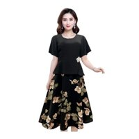 Đầm Dự Tiệc Trung Niên Cao Cấp Dáng Xòe Hoa Lụa Bigsize Cho Mẹ U40-U50 3337 3330