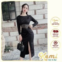 Đầm dự tiệc, váy body phối ren ôm dáng Kemi chuẩn form trang trọng quý phái
