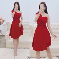 🍒Đầm dự tiệc xoè dây ngọc 1 bên vai MLXL2XL