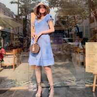 Đầm đuôi cá phối nút hàng thiết kế