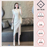 Đầm gấm có mút ngực, đầm thiết kế tay ngắn ôm body, đầm xẻ tà chéo đi tiệc siêu sang