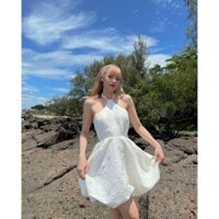 ĐẦM GẤM TRẮNG CỔ YẾM LƯNG BỒNG BỀNH - Đ444