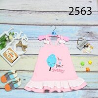 ĐẦM HAHA BÉ GÁI THÊU KẸO BÔNG MÀU HỒNG NHẠT