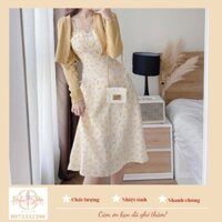 Đầm Hai Dây Hoa Kết Hợp Áo Khoác Cadigan Len Xốp Cùng Màu HT22 HaLuu Store Thích Hợp Cho Nữ Phong Cách Hàn Quốc