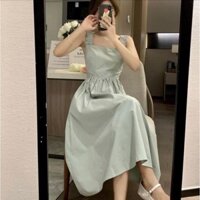Đầm hai dây kiểu maxi nữ dáng suông dài xoè trơn tiểu thư đi tiệc - Order taobao quảng châu