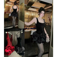 Đầm hai dây kim sa phối lụa lọ lem - Phương Hang Store - Nữ - Women