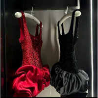 Đầm Hai Dây Kim Sa Phối Lụa Lọ Lem