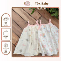Đầm hai dây xoè baby doll mùa hè xô muslin Tây babycloset (DD020)