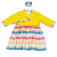 Đầm Hanbok cách tân bé gái họa tiết kẻ vàng linen - AICDBGECVLDN - AIN Closet