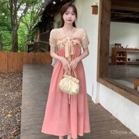 Đầm Hanfu cho phụ nữ, phong cách mới đơn giản với yếu tố Han, đầm phong cách Trung Quốc retro nhẹ nhàng, trang phục phụ nữ phong cách Trung Quốc mới