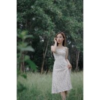 Đầm hoa 2 dây cúp ngực, đầm hoa 2 dây lụa mango