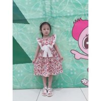 Đầm hoa 3D đỏ nơ trắng