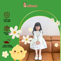 Đầm hoa dài tay bé gái BEIBIOI, chất liệu xô muslin mềm mát, thấp hút mồ hôi, kiểu dáng babydoll dễ thương