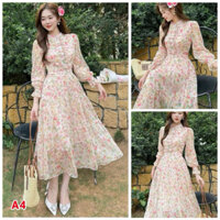 Đầm hoa dài tay dáng maxi, đầm voan hoa nhí dáng dài #A4 Hoa Cực Phẩm - Họa Tiết Hoa Nhí