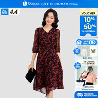 Đầm hoa dáng xòe phối vai nhún sang trọng GUMAC DD03067