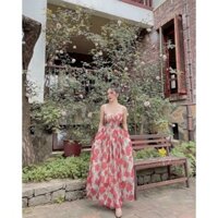 Đầm hoa hồng 2 dây
