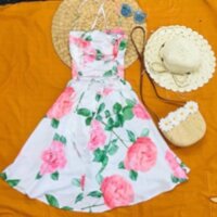 Đầm hoa hồng 2 dây