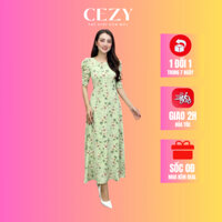 Đầm hoa nhí cổ tròn tay phồng dáng xòe dài có size bigsize CEZY D142