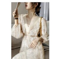 Đầm hoa nhí dự tiệc siêu sang-Freeship-đầm hoa vintage siêu xinh