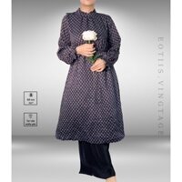 Đầm hoa nhí vintage cổ trụ bèo vai khoá cúc size M