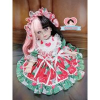 Đầm hoạ tiết Tuần Lộc Noel cho Búp Bê + Tặng cài tóc. Dành cho búp bê 5" 12" 20" 22" 24"