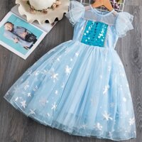 Đầm Hóa Trang Công Chúa Anna Elsa 2 Bằng Vải Tuyn Đính Kim Sa Lấp Lánh Dành Cho Bé Gái
