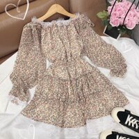 ĐẦM HOA TRỄ VAI REN 3 MÀU