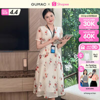 Đầm hoa xòe phối viền thời trang GUMAC DE10002