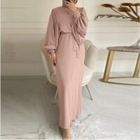 Đầm Hồi giáo dài tay màu sắc đơn giản, đầm abaya kaftan, đầm thanh lịch AD0S