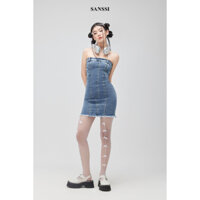 Đầm jean cúp ngực , đầm ôm body ngắn Sanssi cá tính sexy Ladie Dress