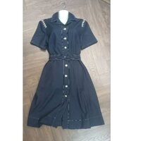 Đầm jean/ denim đính pha lê vai size L thanh lý