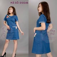 Đầm Jean Denim hoa thêu